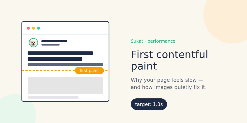Sukat blog banner showing a webpage rendering progressively, illustrating the First Contentful Paint concept.