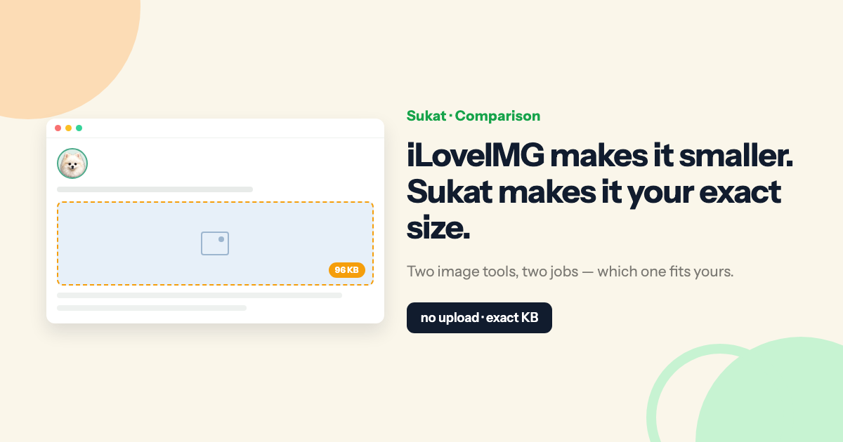 Sukat vs iLoveIMG: Exact Sizes vs. Automatic Compression