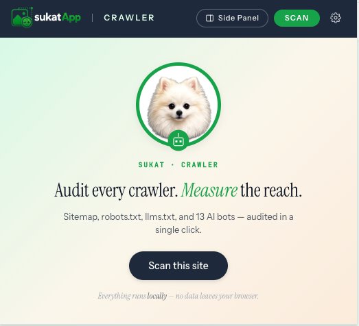 Sukat Crawler empty state — Audit every crawler. Measure the reach.